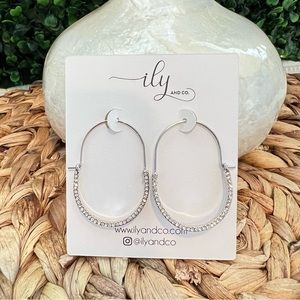 New Silver Tone Hoops | Dangle Earrings | Crystal Embellishments | Lightweight